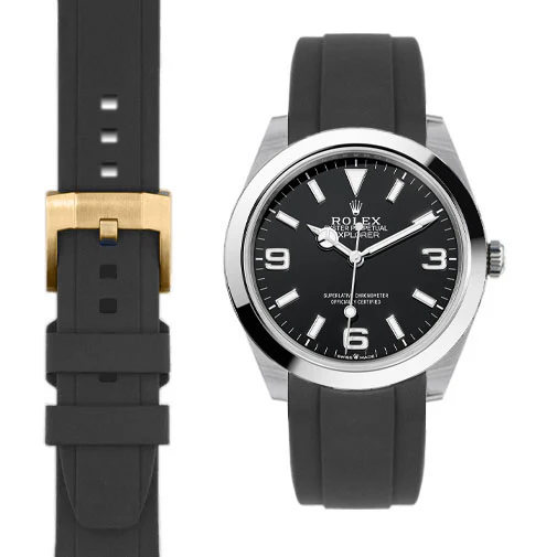 Curved End Rubber Strap for Rolex Explorer I 40mm with Tang Buckle - Image 10