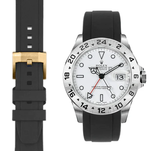 Curved End Rubber Strap for Rolex Explorer II with Tang Buckle - Image 10