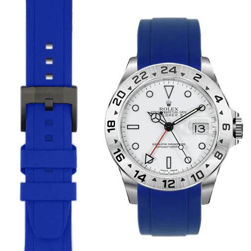 Curved End Rubber Strap for Rolex Explorer II with Tang Buckle - Image 19