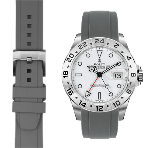Curved End Rubber Strap for Rolex Explorer II with Tang Buckle - Image 28