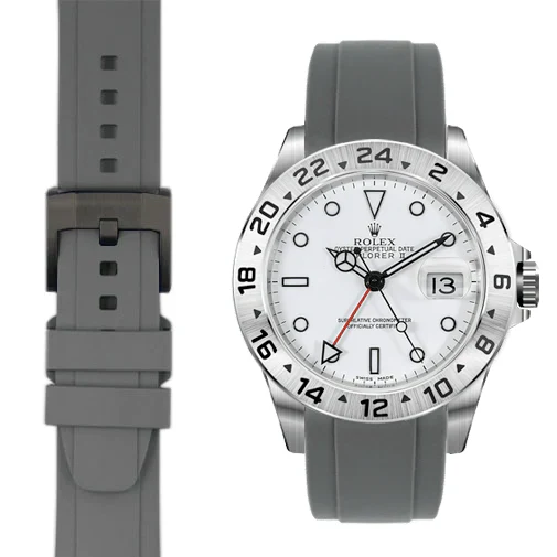 Curved End Rubber Strap for Rolex Explorer II with Tang Buckle - Image 33