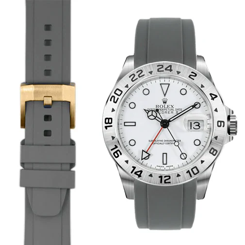Curved End Rubber Strap for Rolex Explorer II with Tang Buckle - Image 39