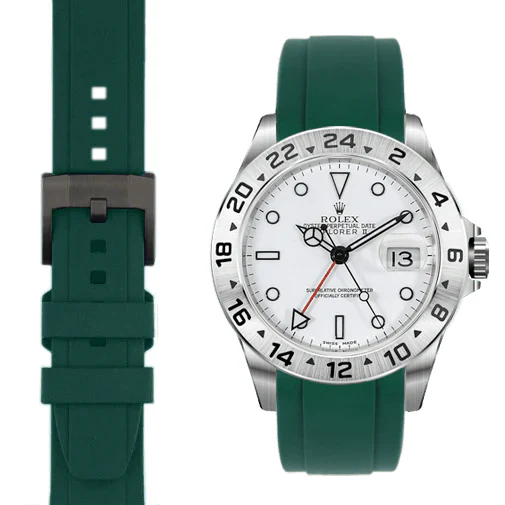 Curved End Rubber Strap for Rolex Explorer II with Tang Buckle - Image 49