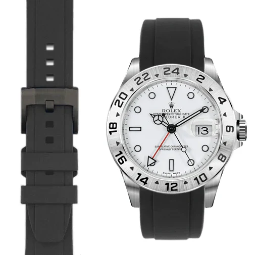 Curved End Rubber Strap for Rolex Explorer II with Tang Buckle - Image 6