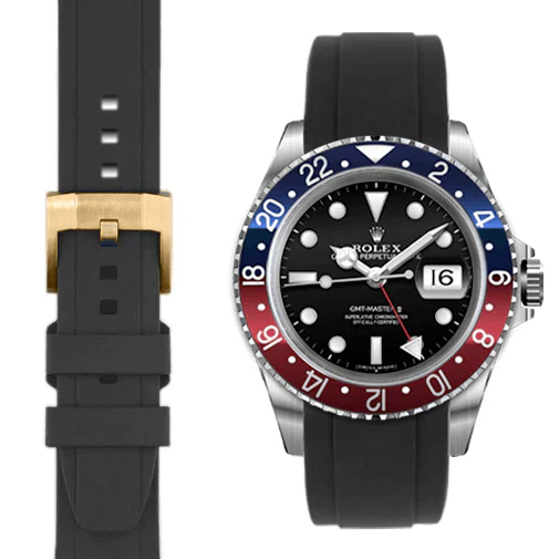 CURVED END RUBBER STRAP FOR ROLEX GMT MASTER I & II WITH TANG BUCKLE - Image 10