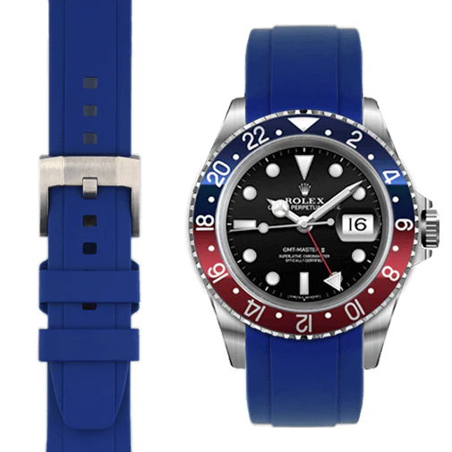 CURVED END RUBBER STRAP FOR ROLEX GMT MASTER I & II WITH TANG BUCKLE - Image 15