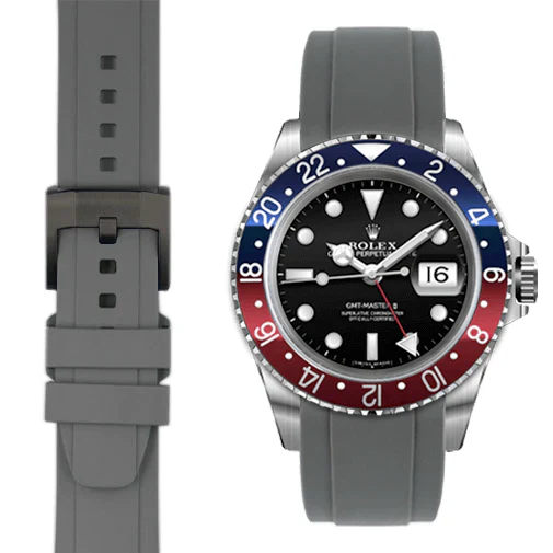CURVED END RUBBER STRAP FOR ROLEX GMT MASTER I & II WITH TANG BUCKLE - Image 33