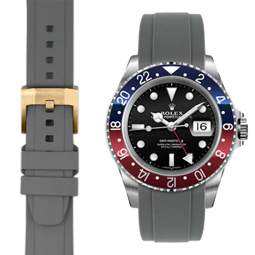 CURVED END RUBBER STRAP FOR ROLEX GMT MASTER I & II WITH TANG BUCKLE - Image 38