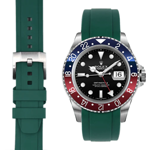CURVED END RUBBER STRAP FOR ROLEX GMT MASTER I & II WITH TANG BUCKLE - Image 43