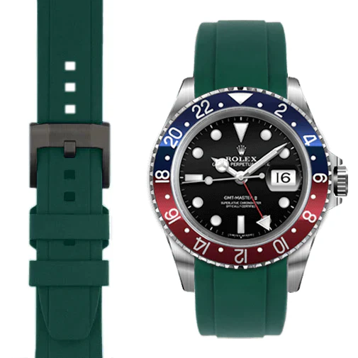CURVED END RUBBER STRAP FOR ROLEX GMT MASTER I & II WITH TANG BUCKLE - Image 48