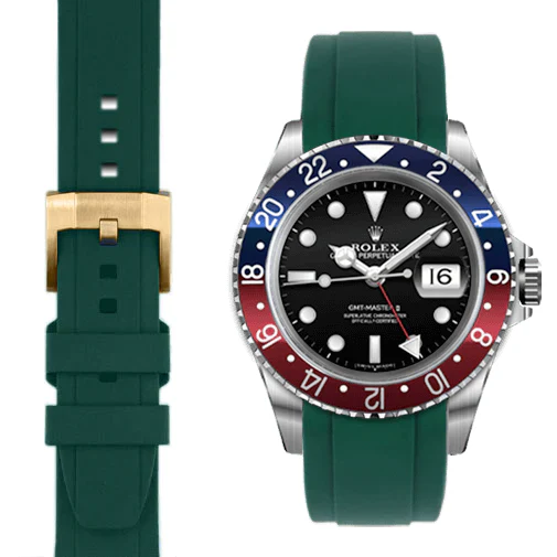 CURVED END RUBBER STRAP FOR ROLEX GMT MASTER I & II WITH TANG BUCKLE - Image 52