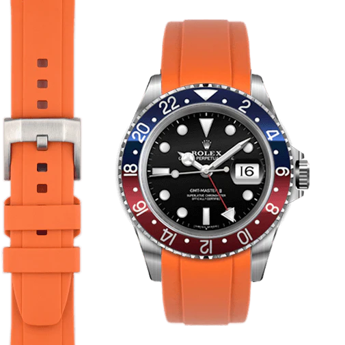 CURVED END RUBBER STRAP FOR ROLEX GMT MASTER I & II WITH TANG BUCKLE - Image 57