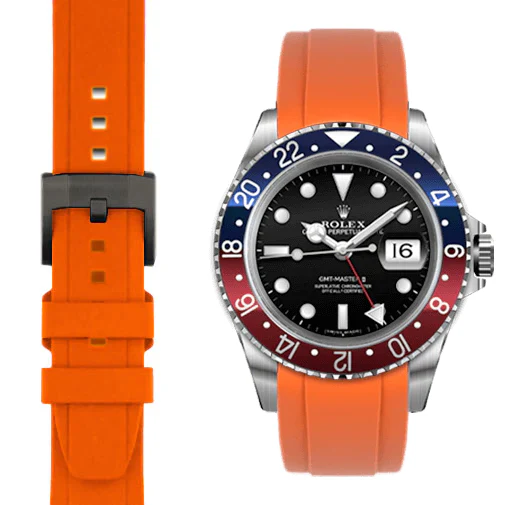 CURVED END RUBBER STRAP FOR ROLEX GMT MASTER I & II WITH TANG BUCKLE - Image 62