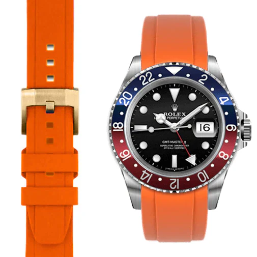 CURVED END RUBBER STRAP FOR ROLEX GMT MASTER I & II WITH TANG BUCKLE - Image 66
