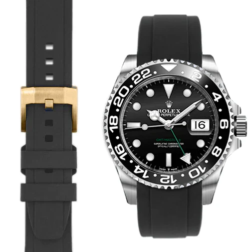 Curved End Rubber Strap for Rolex GMT Master II Ceramic with Tang Buckle - Image 10