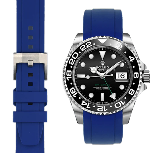 Curved End Rubber Strap for Rolex GMT Master II Ceramic with Tang Buckle - Image 15