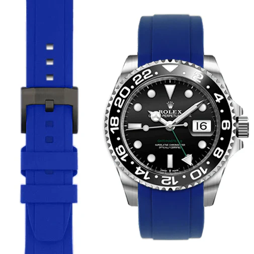 Curved End Rubber Strap for Rolex GMT Master II Ceramic with Tang Buckle - Image 19