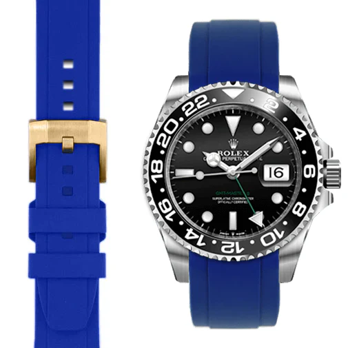 Curved End Rubber Strap for Rolex GMT Master II Ceramic with Tang Buckle - Image 24