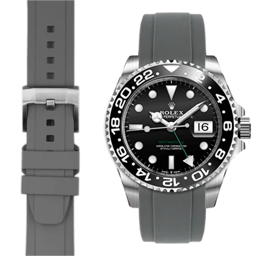Curved End Rubber Strap for Rolex GMT Master II Ceramic with Tang Buckle - Image 28