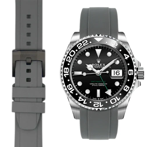 Curved End Rubber Strap for Rolex GMT Master II Ceramic with Tang Buckle - Image 33