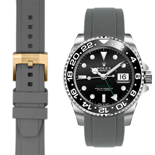 Curved End Rubber Strap for Rolex GMT Master II Ceramic with Tang Buckle - Image 38
