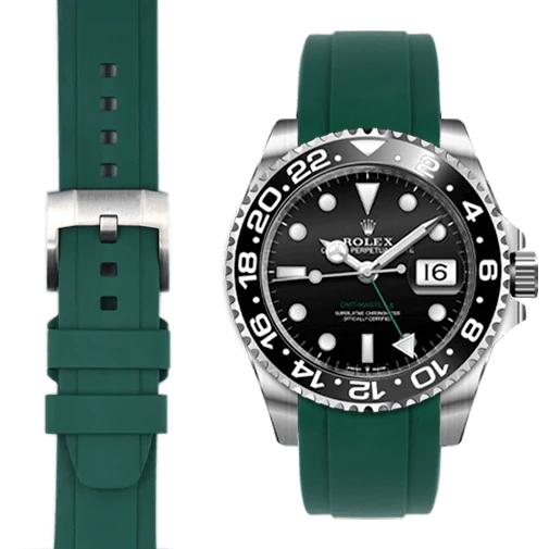 Curved End Rubber Strap for Rolex GMT Master II Ceramic with Tang Buckle - Image 43