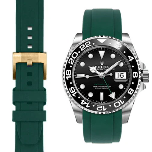 Curved End Rubber Strap for Rolex GMT Master II Ceramic with Tang Buckle - Image 52