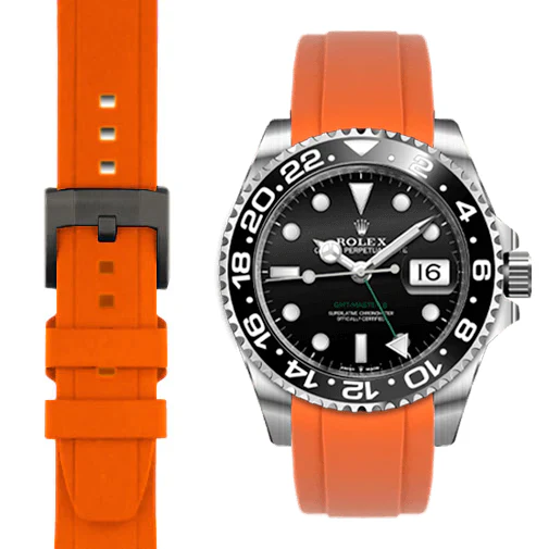 Curved End Rubber Strap for Rolex GMT Master II Ceramic with Tang Buckle - Image 62