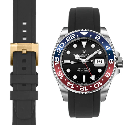 Curved End Rubber Strap for Rolex GMT Ceramic Jubilee with Tang Buckle - Image 10