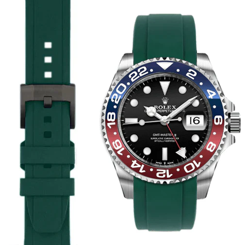 Curved End Rubber Strap for Rolex GMT Ceramic Jubilee with Tang Buckle - Image 48