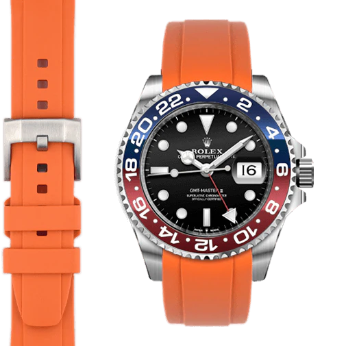 Curved End Rubber Strap for Rolex GMT Ceramic Jubilee with Tang Buckle - Image 57