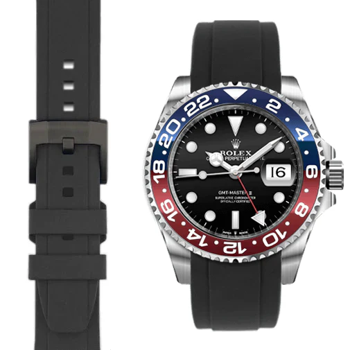 Curved End Rubber Strap for Rolex GMT Ceramic Jubilee with Tang Buckle - Image 6