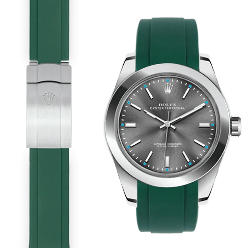 Curved End Rubber Strap for Rolex Oyster Perpetual 39mm Deployant - Image 4