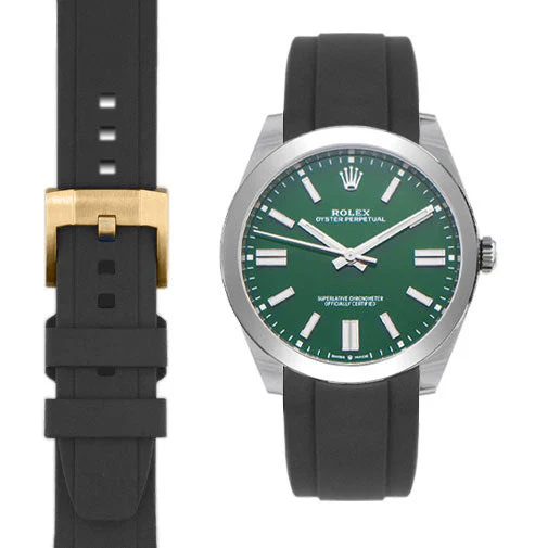 Curved End Rubber Strap for Rolex Oyster Perpetual 41mm with Tang Buckle - Image 10