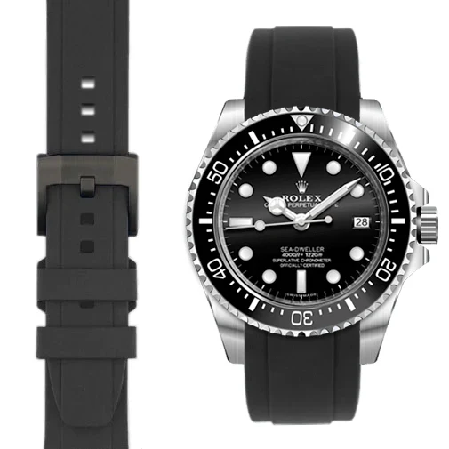 Curved End Rubber Strap for Rolex Sea-Dweller 4000 with Tang Buckle - Image 6