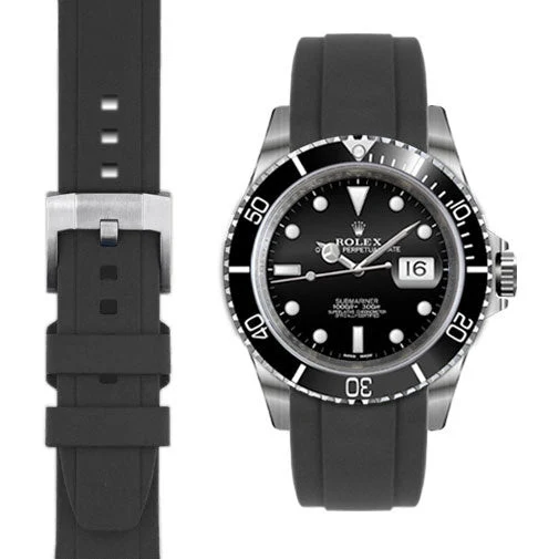 Curved End Rubber Strap for Rolex Submariner with Tang Buckle