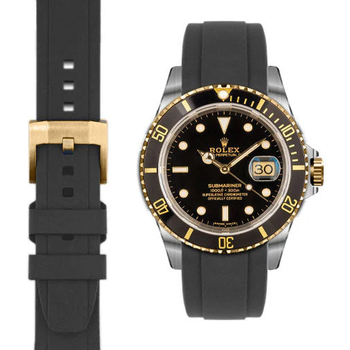 Curved End Rubber Strap for Rolex Submariner with Tang Buckle - Image 10