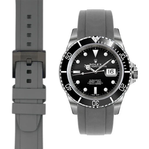 Curved End Rubber Strap for Rolex Submariner with Tang Buckle - Image 33