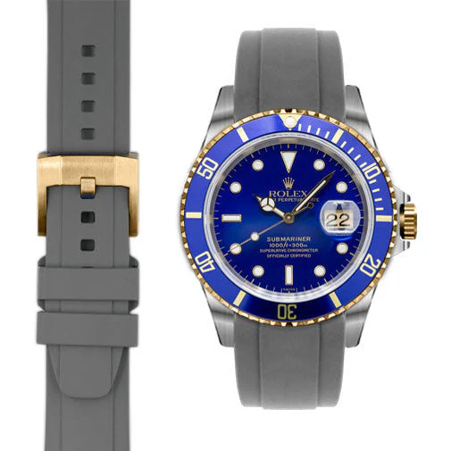 Curved End Rubber Strap for Rolex Submariner with Tang Buckle - Image 38