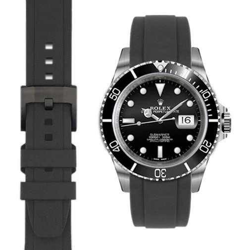 Curved End Rubber Strap for Rolex Submariner with Tang Buckle - Image 6