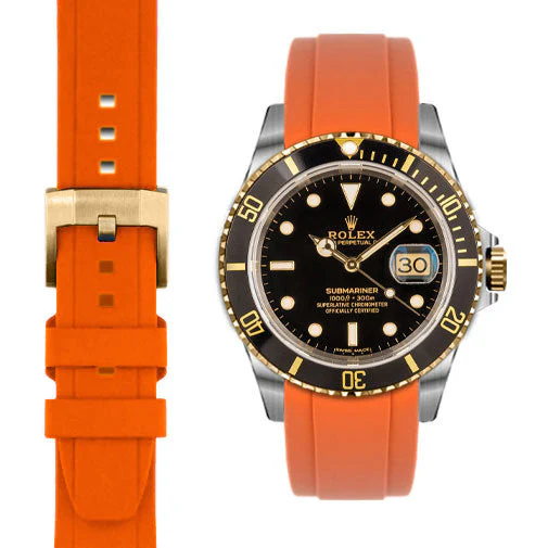 Curved End Rubber Strap for Rolex Submariner with Tang Buckle - Image 66