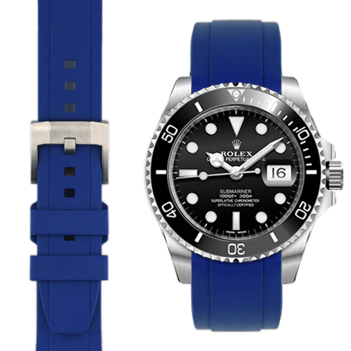 Curved End Rubber Strap for Rolex Submariner Ceramic with Tang Buckle - Image 15