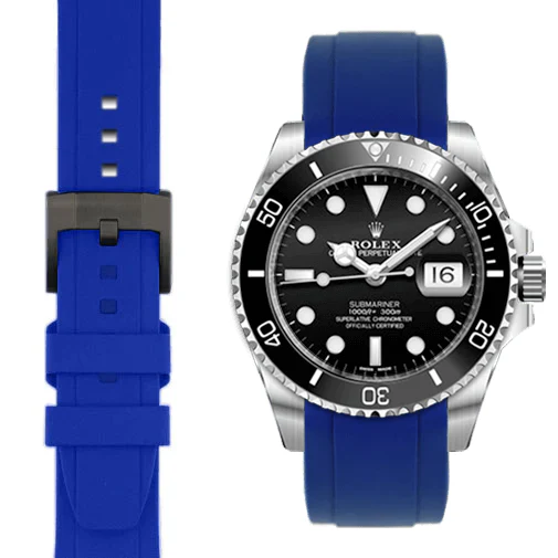 Curved End Rubber Strap for Rolex Submariner Ceramic with Tang Buckle - Image 19