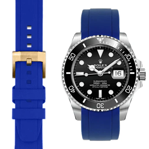 Curved End Rubber Strap for Rolex Submariner Ceramic with Tang Buckle - Image 24