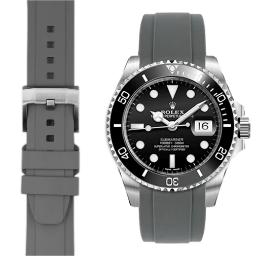 Curved End Rubber Strap for Rolex Submariner Ceramic with Tang Buckle - Image 28