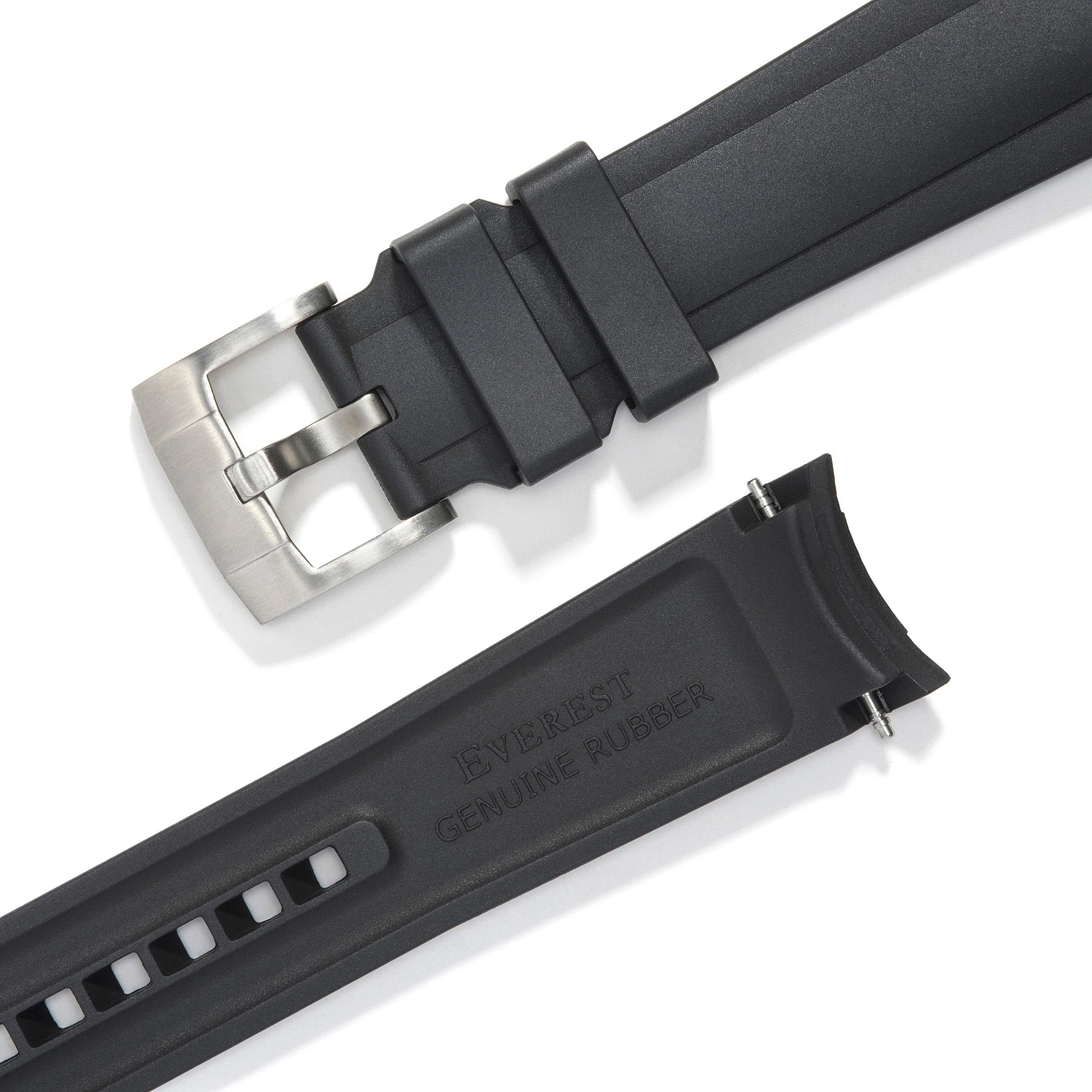 Curved End Rubber Strap for Rolex Submariner Ceramic with Tang Buckle - Image 3