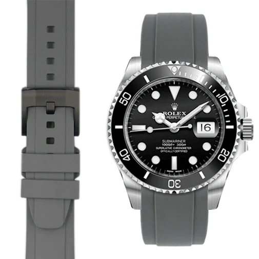 Curved End Rubber Strap for Rolex Submariner Ceramic with Tang Buckle - Image 33