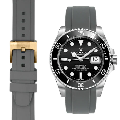 Curved End Rubber Strap for Rolex Submariner Ceramic with Tang Buckle - Image 38