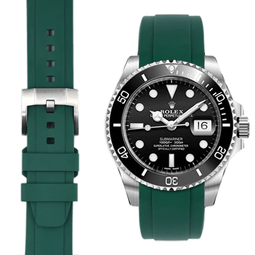 Curved End Rubber Strap for Rolex Submariner Ceramic with Tang Buckle - Image 43
