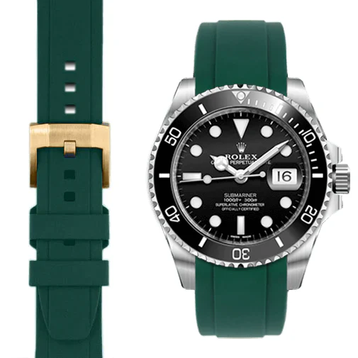 Curved End Rubber Strap for Rolex Submariner Ceramic with Tang Buckle - Image 52
